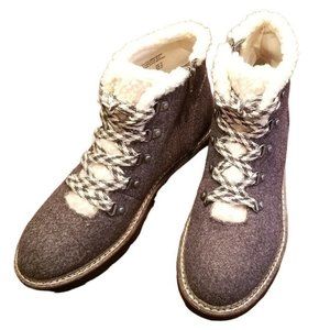 NWOT | Madden NYC | Wedge platform Lace Up | Hiker Boots | Flannel | Faux Fur